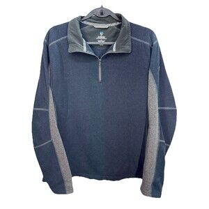 Kuhl Kashmira Revel 1/4 Zip Pullover Mens Large Blue Gray Fleece Sweater Hiking